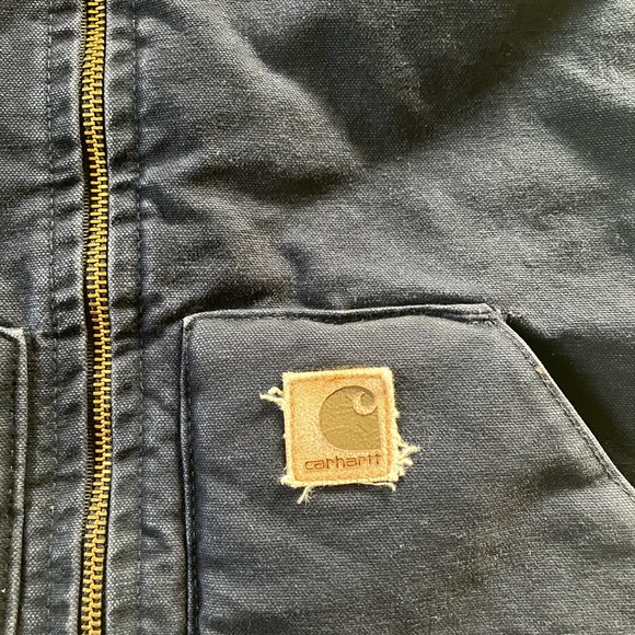 Carhartt canvas vest size medium navy blue duck metal zipper - Picture 3 of 6